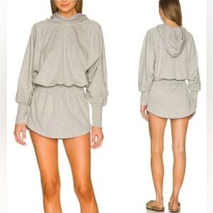 Revolve Free People FP Movement Circuit Tunic Grey Cotton Smocked Sweatshirt L